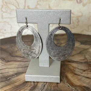 Vintage Sterling Silver Etched Dangle Earrings